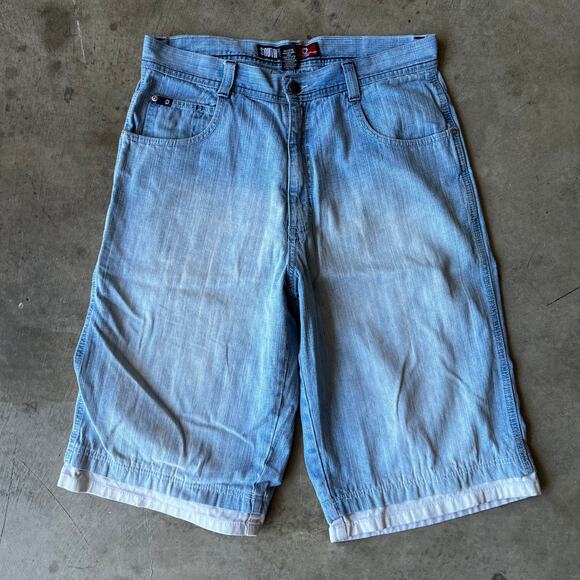 VINTAGE SOUTHPOLE JORTS JEAN SHORTS Y2K 00S BAGGY SKATE 36 LIGHTWASH GRUNGE - Picture 2 of 6